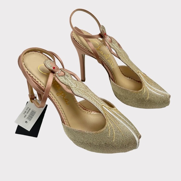 Charlotte Olympia Mae‎ West Metallic Gold Heels - Picture 9 of 10